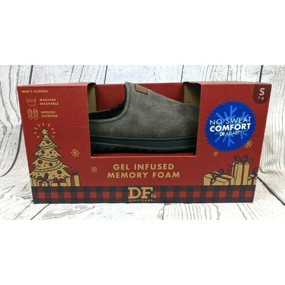 DF by Dearfoams Men's S 7-8  NWOB  Mountain Clog Slippers w Memory Foam Grey - Picture 2 of 8